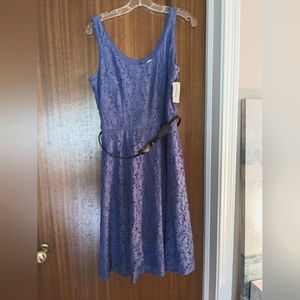 Luxe by Carmen Marc Valvo Periwinkle Blue Lace Sleeveless A-Line Dress 12 NWT
